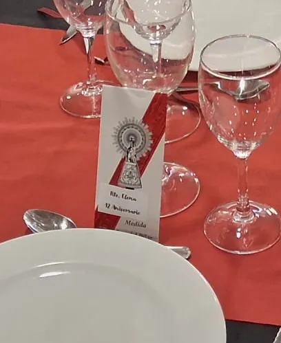 Tarjeta de mesa del 12.º aniversario del Restaurante Elena